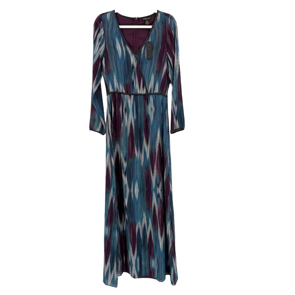 AS by DF Women's Venezia Silk Maxi Dress S Multicolor Ikat Party V-Neck New NWT